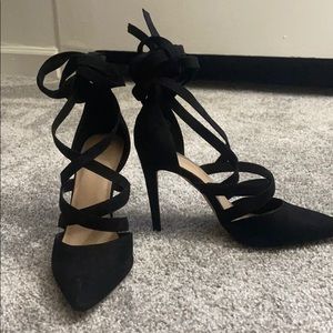 Aldo Black Suede Strappy Pumps